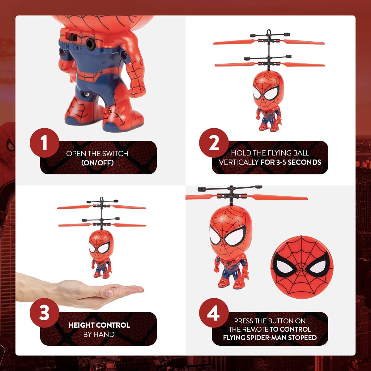 Marvel 3.5 Inch: Spider-Man Flying Figure IR Helicopter (Marvel, Spider-Man)