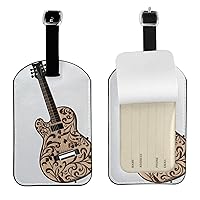 Guitar Design Printed Leather Luggage Tag Luggage Identification Tag Travel Accessories