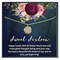 Sweet Sixteen Birthday Quote Card, 16th Birthday Gift Necklace, Sweeet 16 Jewelry Gift, Gift for Girl 16 Year Old