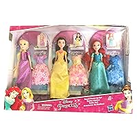 Disney Princess Royal Dress-Up Set (Rapunzel, Belle, Ariel Dolls + Extra Dresses)