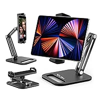 ULANZI Phone Mount Stand Holder for Desktop, VIJIM P001 with 2 Adjustable Arm and 360° Rotates, Universal Foldable Multi Angle, Compatible with iPad iPhone Tablet and More