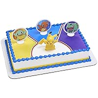 DecoSet® Pokemon Light Up Pikachu Cake Topper, 4 - Piece Decoration Set, Birthday Decorations For All Size and Shape Cakes