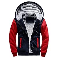 Mens Fleece Sherpa Lined Jacket Hooded Sweatshirt Zip Winter Warm Coat