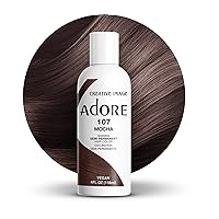 Adore Semi Permanent Hair Color - Vegan and Cruelty-Free Hair Dye - 4 Fl Oz - 107 Mocha (Pack of 1)