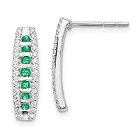 14k White Gold Diamond and Emerald Fancy Earrings - 18mm