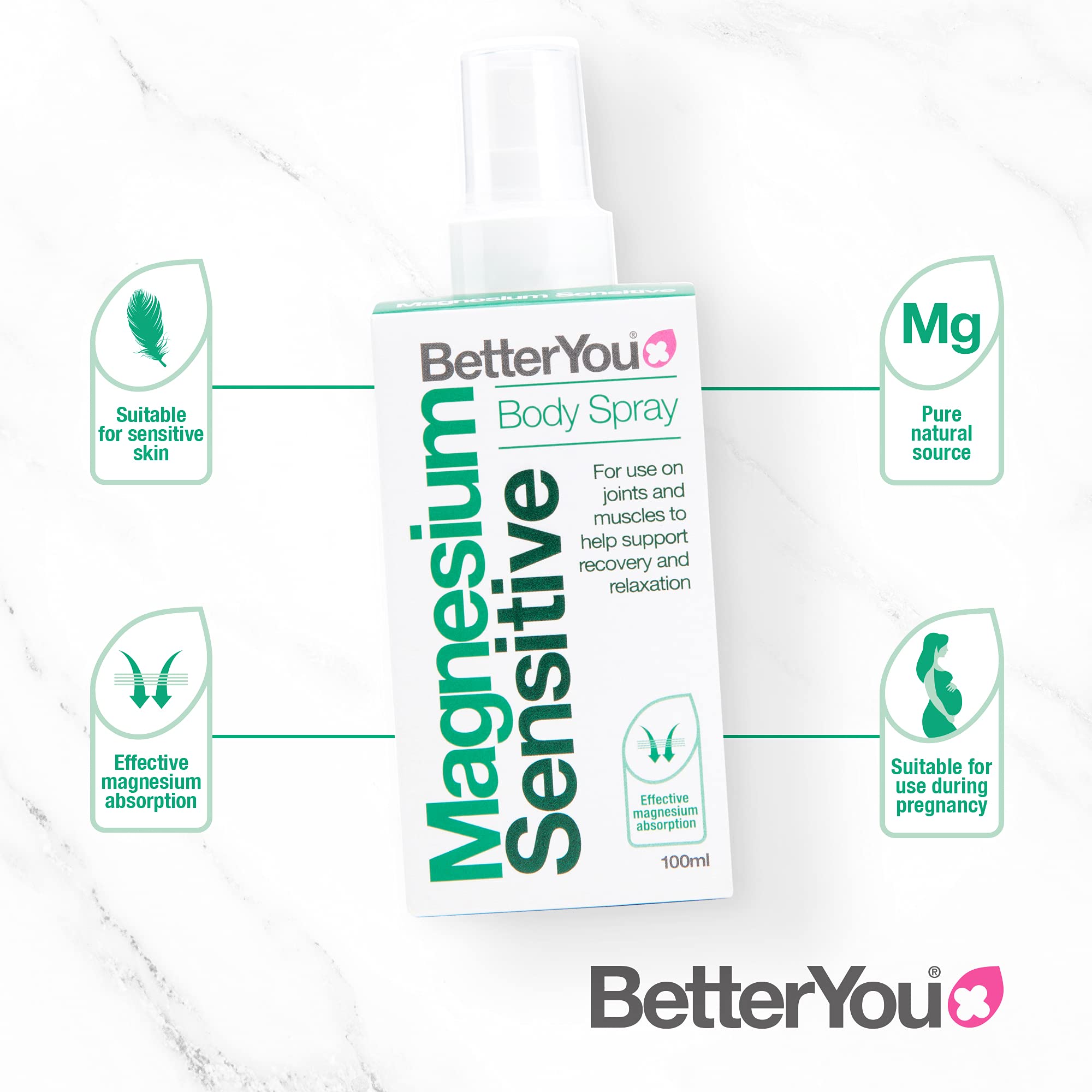 Better You Magnesium Oil Sensitive Original Spray 100ml - for Sensitive Skin by Better You