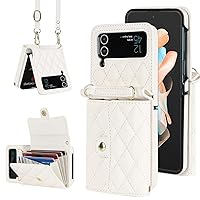 for Samsung Galaxy Z Flip 3 Accordion Crossbody Wallet Case, 4 Card Slots, RFID Blocking, and Adjustable Strap - Stylish and Versatile Accessory for The Modern, Chic Woman (White)