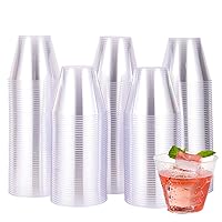 JOLLY CHEF 200 Pack 9 oz Clear Disposable Plastic Cups, Clear Plastic Cups Tumblers, Heavy-duty Party Glasses, Disposable Cups for Thanksgiving, Halloween,Christmas Party