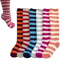 6 Pairs Women Girl Winter Warm Socks Slipper Fuzzy Cozy Long Knee High Soft 9-11