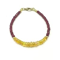 100% Natural Handemade Bracelet Ruby,Ethiopian Opal 4-6.5 mm 18 cm bracelet gift for wife, mother, girlfriend code-CD32