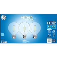 GE Refresh LED Light Bulbs, 60 Watt, Daylight, G25 Globe Bulbs, Clear, Medium Base 3 Count, (1 Pack)