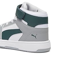 PUMA Rebound Layup Synthetic Leather Hook and Loop (Little Kid) Puma White/Malachite/Cool Mid Gray 2 Little Kid M