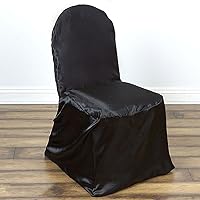 Sparkles Make It Special Leading Linens 100 pc Satin Banquet Chair Covers - Wedding Reception Banquet Party Restaurant - Black