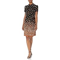 London Times Women's Tie Neck Above The Knee Feminine Office Chic Occasion Crepe Dress