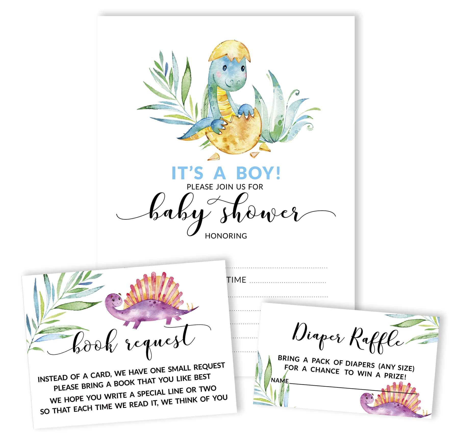 Inkdotpot Set Of 30 Dinosaur Baby Shower Invitations-Diaper Raffle Tickets And Baby Shower Book Request Cards Jungle Animals Invites Its A Boy Its A Girl