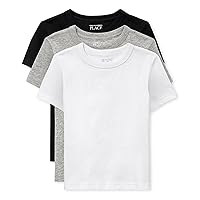 The Children's Place Baby Boy's and Toddler Basic Short Sleeve Tee, Black/Grey/White 3-Pack