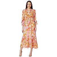 Vince Camuto Women's Long Sleeve Maxi Dress with Smocked