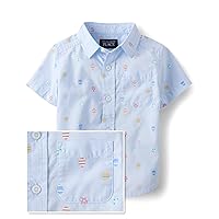 The Children's Place Baby Boy's and Toddler Poplin Short Sleeve Button Down Shirt