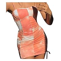 Women's Fashion Tie-dye Bandage Sexy Dress for Party Casual Suspender Dress