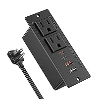 Recessed Power Strip with 30W USB C,Ultra Thin Flat Plug Power Strip,2 Outlets 4 USB Ports,Furniture Flush Mount Desk Outlet,Recessed Outlet for Side Table/Sofa Table,6ft Cord (Black)