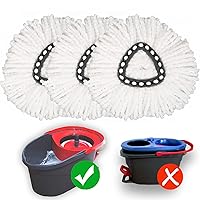Mop Replace Head [ 3 Pack ] Mop Refills Compatible with Triangle Spin Mop, 100% Microfiber, Deep Cleaning Machine Washable and Easy-to-Replace