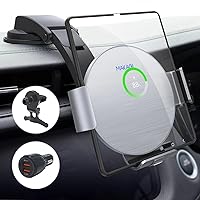 Wireless Car Charger for Galaxy Z Fold 5/4/3/2, Dual Coil Auto Clamping Wireless Car Charger Mount for iPhone 14/13/12/11 Pro Max/X, Fast Charging Car Holder for Galaxy Z Fold