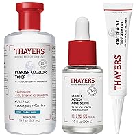 The Breakout Star: Thayers Blemish Clearing 2% Salicylic Acid Toner + Double Action 2% Salicylic Acid Acne Serum + Rapid 10% Sulfur Acne Treatment, Soothing and Non-Stripping Skin Care