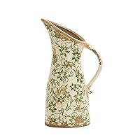 6.5in. Tuscan Ceramic Green Scroll Pitcher Vase