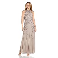 Adrianna Papell Women's Halter Beaded Gown