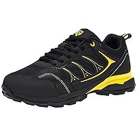 LARNMERN Outdoor Steel Toe Shoes for Men Puncture Resistant Safety Toe Work Sneakers Static Dissipative Indestructible Tennis Shoes Slip Resistant Construction Industrial Shoes(Black/Yellow, 8 Men)