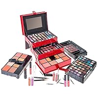 SHANY All In One Makeup Kit (Eyeshadow, Blushes, Face Powder, Lipstick, Eye liners, Makeup Pencils and Makeup Mirror - Makeup Set With Reusable Makeup Storage Box - Red