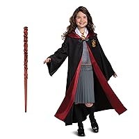 Hermione Costume Combo, Official Wizarding World Deluxe Hooded Robe and Wand for Kids