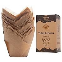 Nordic Paper 100pcs Large Size Natural Tulip Cupcake Liners for Baking, Large Muffin Liners, Cupcake Wrapper for Party, Christmas