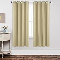 Blackout Curtains 72 Inch Length 2 Panels Set, Thermal Insulated Long Curtains& Drapes 2 Burg, Room Darkening Grommet Curtains for Living Room Bedroom Window (W52 x L72 Inch, Beige)