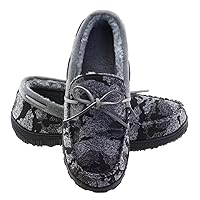 LA PLAGE Men's Moccasin Slippers Memory Foam Warm Plush House Slippers, Indoor Outdoor Comfortable Winter House Shoes