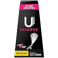 U by Kotex Balance Daily Wrapped Thong Panty Liners, Light Absorbency, Regular Length, 50 Count (Packaging May Vary)