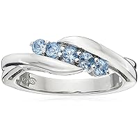 Amazon Collection Sterling Silver Genuine Five Stone Bypass Ring