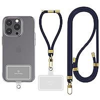 Sinjimoru Cell Phone Lanyard for Phone Case (2Packs), with Adjustable Phone Strap for Wrist Compatible with Key Holder & ID Card Holder. Sinji Strap Navy