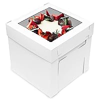 ZFBB101 Cake Boxes with Window 25pk 8in x 8in x 8in White Bakery Boxes, Disposable Cake Containers, Dessert Boxes
