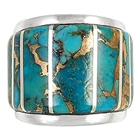 Wide Statement Ring in Sterling Silver Genuine Turquoise & Gemstones (SELECT color)