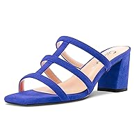 Castamere Chunky Block Mid Heel Open Toe Slip-on Gladiator Sandals Casual Cute Dress 2.6 Inches Heels
