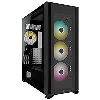 CORSAIR iCUE 7000X RGB Full-Tower ATX PC Case – Three Tempered Glass Panels – Spacious Interior – Easy Cable Management – 4x CORSAIR SP140 RGB ELITE Fans Included – Black