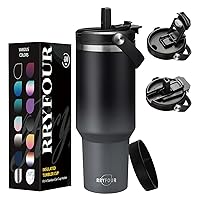 40 OZ Tumbler with Handle and Straw - Stainless Steel Water Cup with 2-in-1 Lids, Travel Coffee Mug Insulated Tumbler with Handle, Leak-proof Insulated Water Bottle Fits in Car Cup Holder