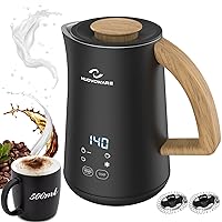 Nuovoware 4-in-1 Milk Frother and Steamer with Temperature Control Display Screen, Electric Automatic Frother for Hot Chocolate Milk, Cappuccinos, Latte, Macchiato, Black