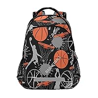 Basketball Game Backpack Basket Ball Kids Backpacks Casual Daypack 16 inch Back Pack Laptop Bag Double Zipper Travel Sports Bags with Adjustable Shoulder Strap Backpack for Teens Girls Boys