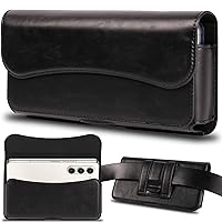 Holster for iPhone 15 Pro Max 15 Plus, 14 Pro Max 13 Pro Max, Galaxy S24 Plus Fold 5/4/3 - Premium Cell Phone Case with Belt Clip [Magnetic Closure] ID Card Holder Pouch, Black
