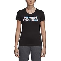 adidas Women Running Tshirts Graphic Photo Tee Training Fashion New (DV3022_S) Black