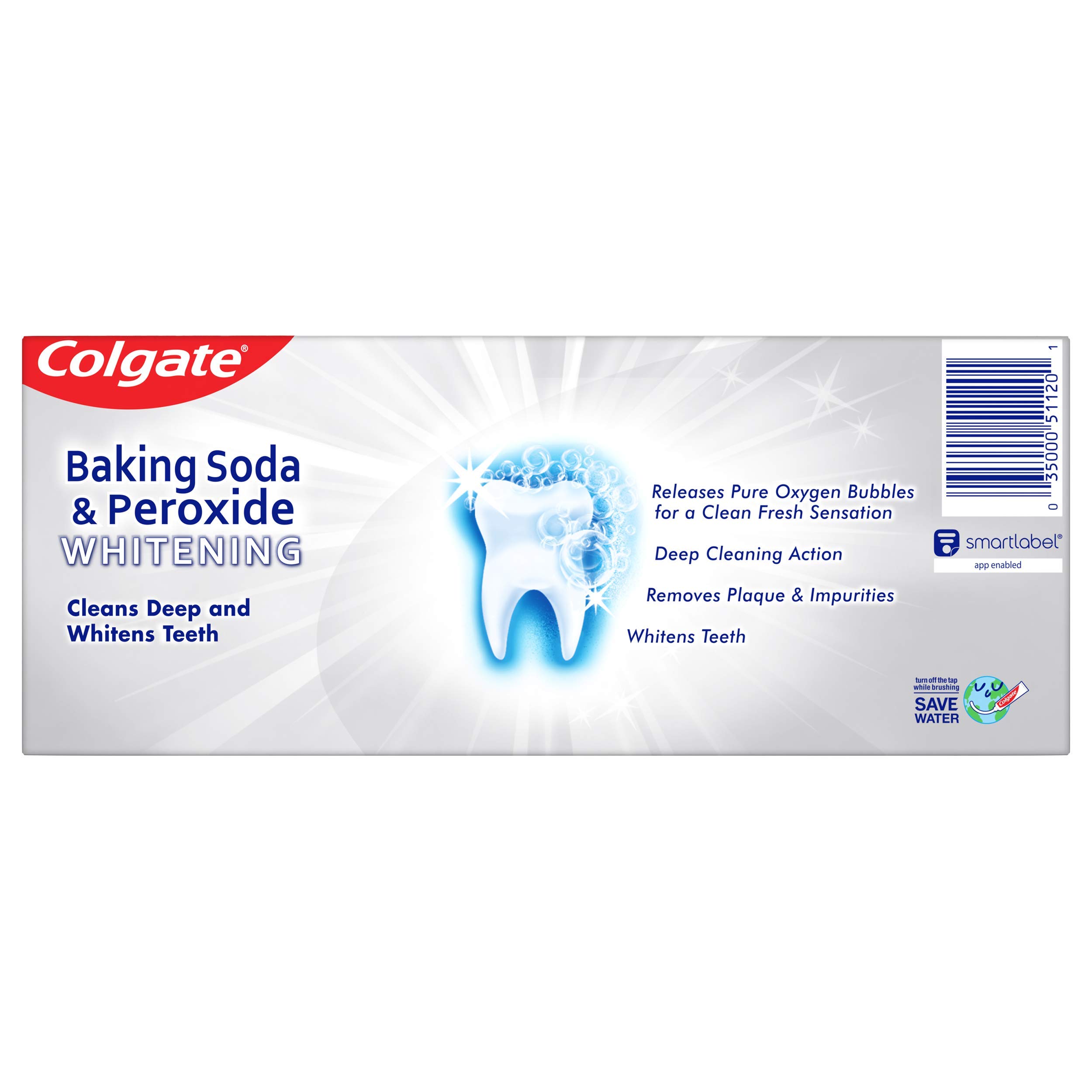 Colgate Baking Soda and Peroxide Toothpaste, Whitening Brisk Mint Flavor, Whitens Teeth, Fights Cavities and Removes Surface Stains for Whiter Teeth, 6 Oz Tube, 2 Pack