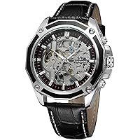 Men's Automatic Leather Watch Analogue Dial Luxury Skeleton Fashion Watches