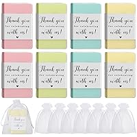 60 Set Mini Soap Favors Gift Small Scented Soap Bar Cleanser for Hands Body Gentle Skin Moisturizing Bath Soaps with White Sheer Organza Gift Bags for Baby Shower Bridal Shower Wedding Birthday Party